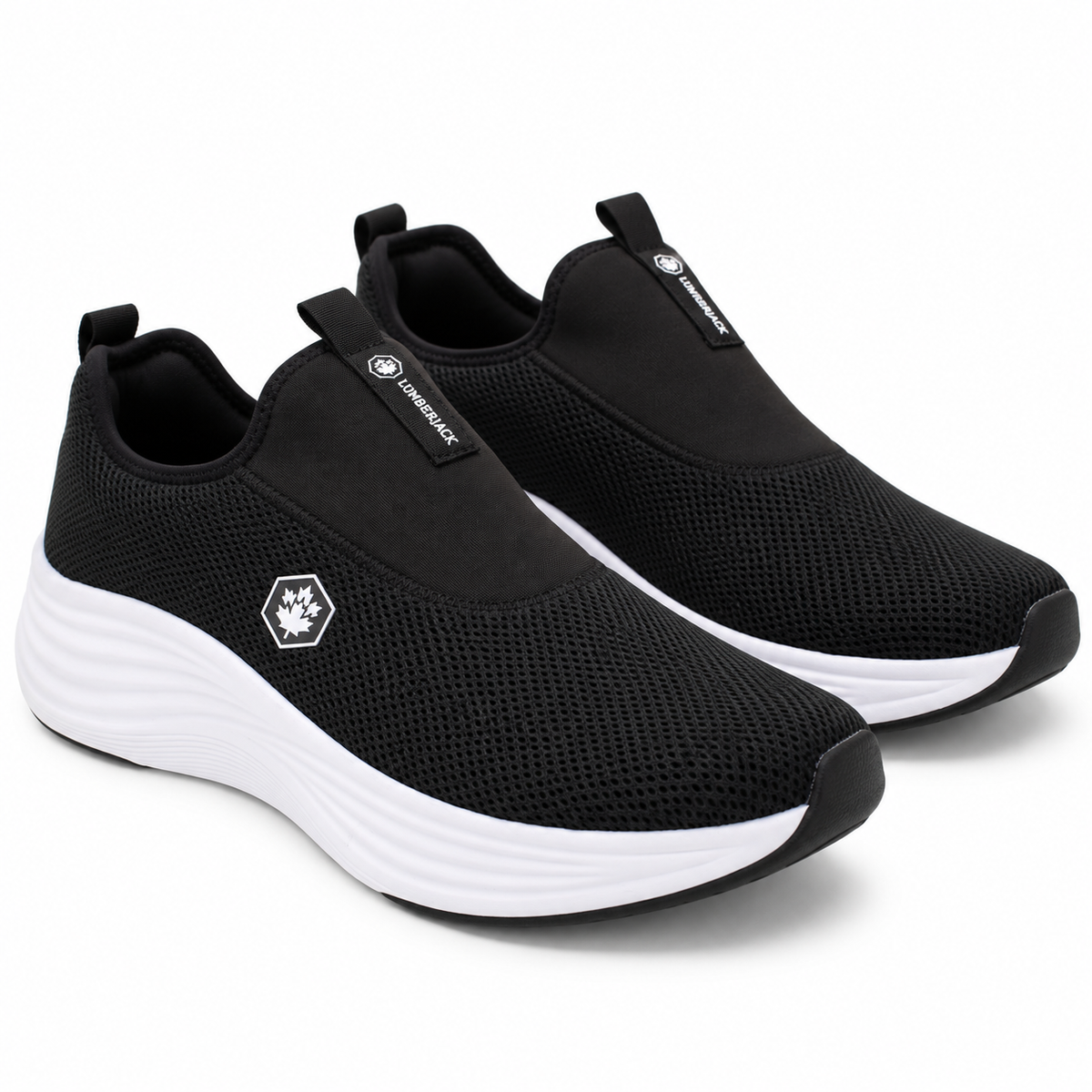 Lumberjack Talara Men's Laceless Mesh Sneakers in Black & White