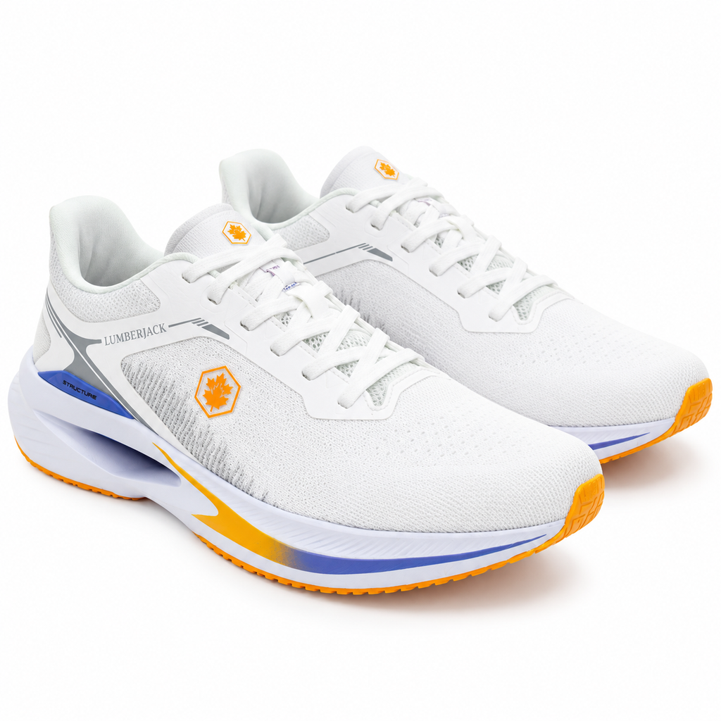 Lumberjack Cest Men's Cushioned Sneakers in White & Orange