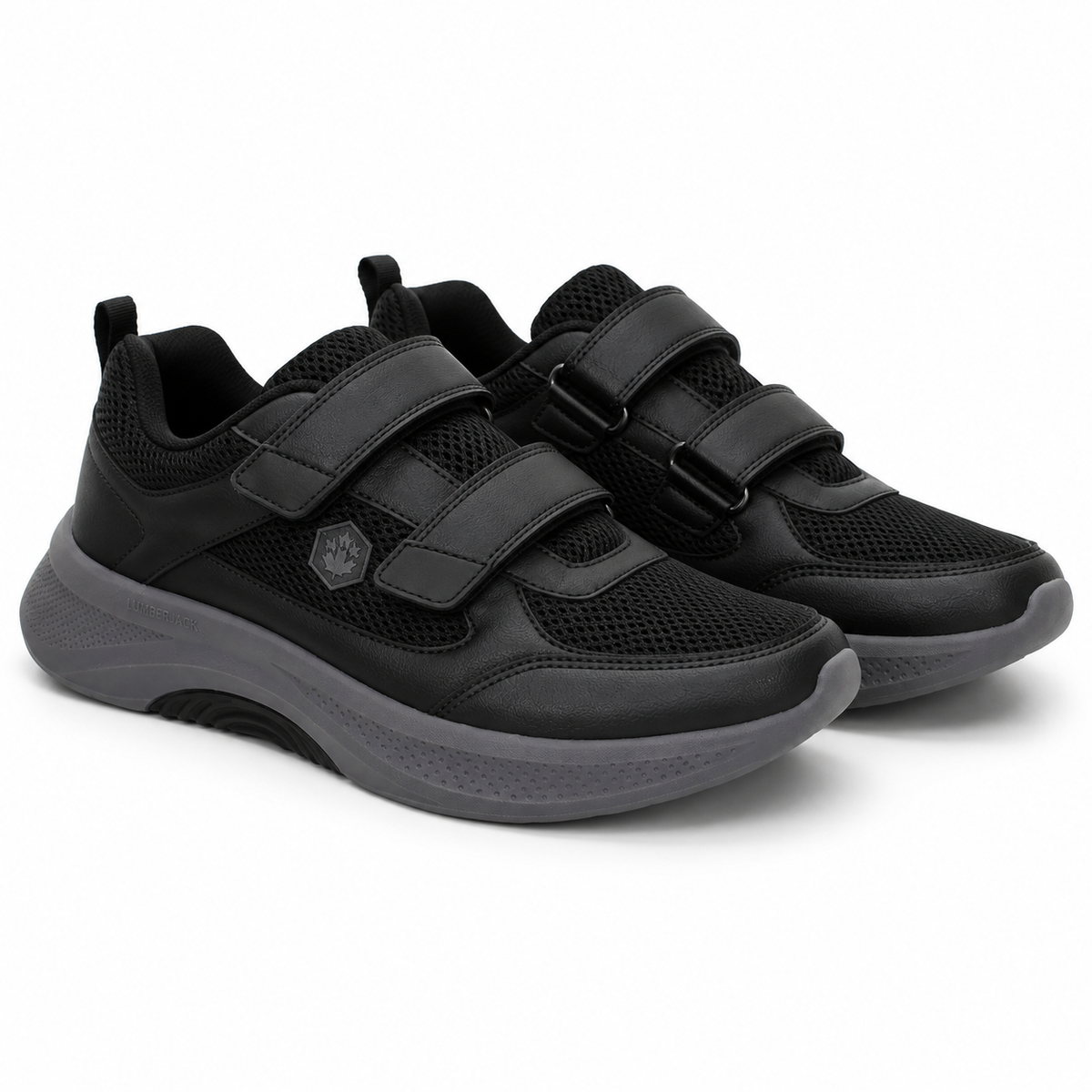 Lumberjack Close Men's Strap Sneakers in Black & Dark Grey
