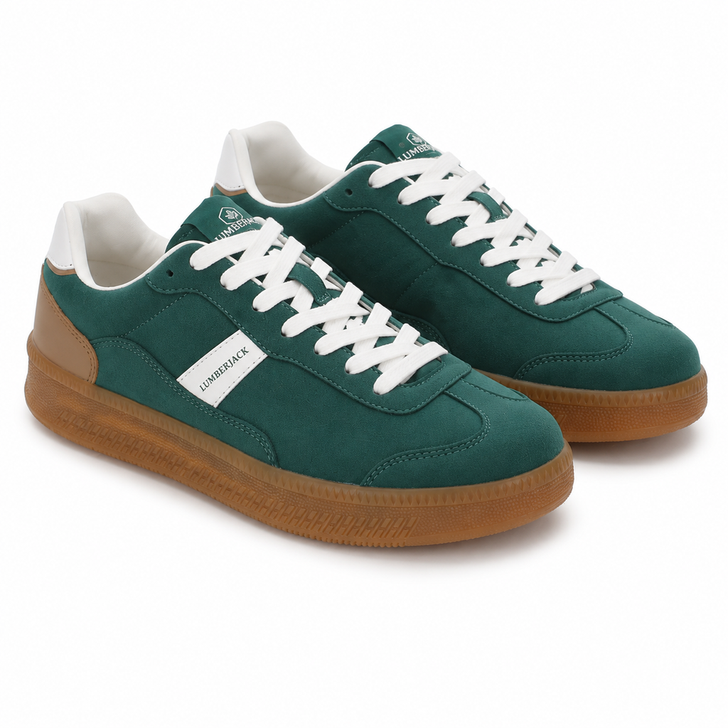 Lumberjack Fofana Men's Suede-Look Gum-Sole Sneakers in Green