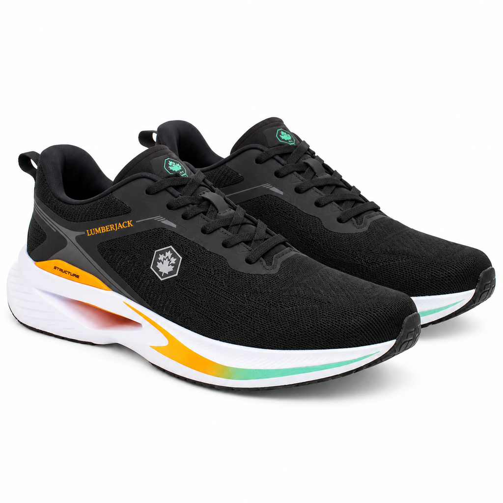 Lumberjack Cest Men's Cushioned Sneakers in Black & Orange