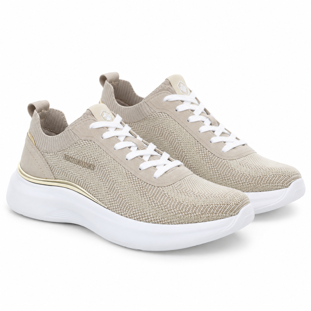 Lumberjack Keira Women's Casual Sneakers in Beige & Gold
