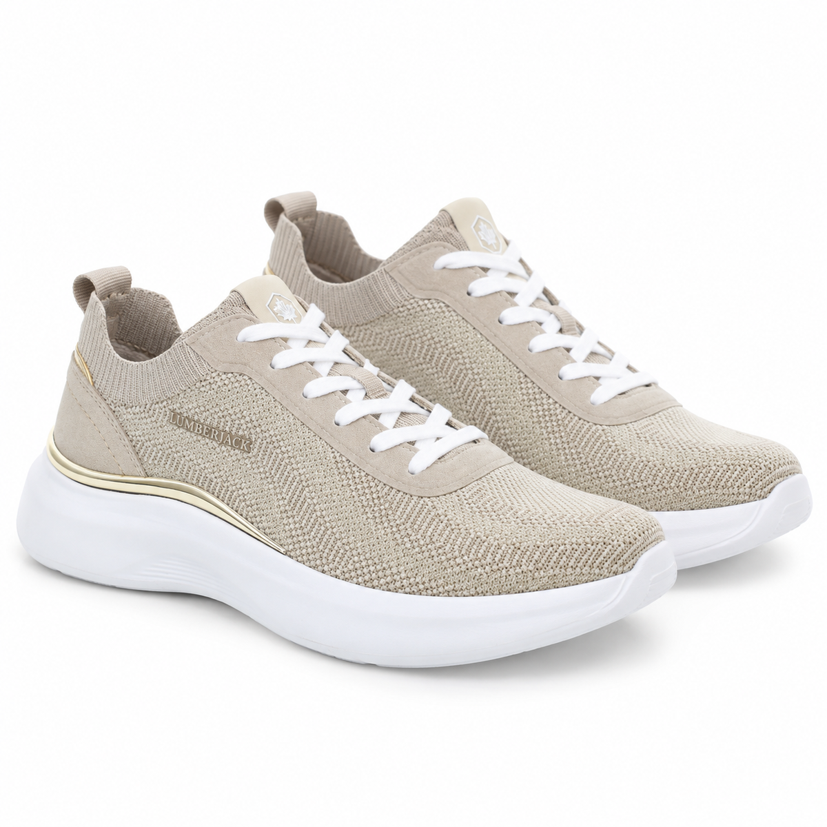 Lumberjack Keira Women's Casual Sneakers in Beige & Gold