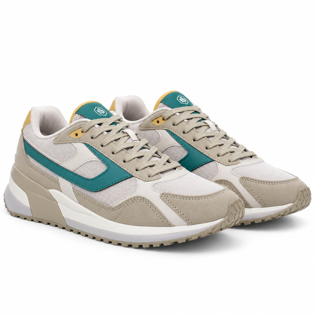 Lumberjack Erre Men's Retro Sneakers in Light Sand & Teal