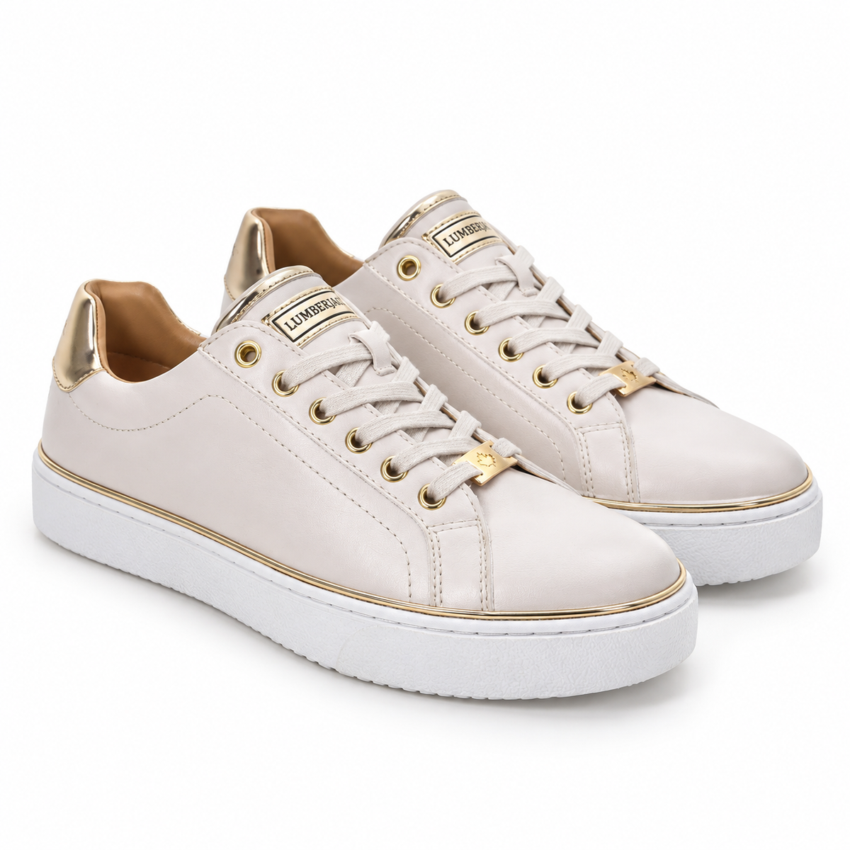 Lumberjack Safiya Women's Metallic-Trim Sneakers in Sand & Gold