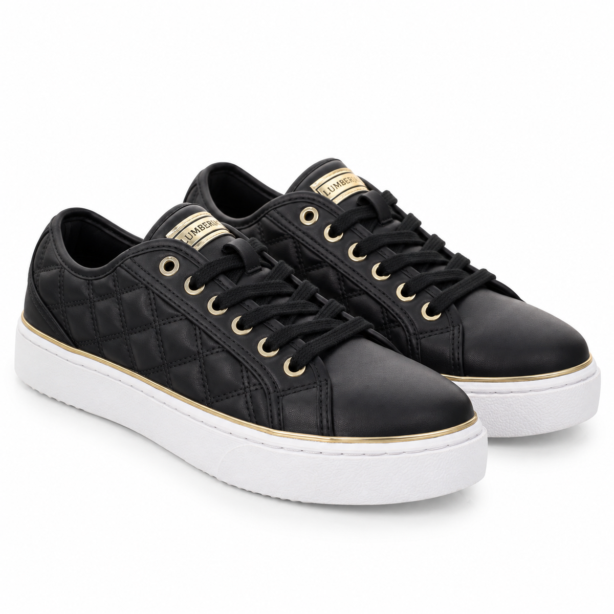 Lumberjack Safiya Women's Quilted Sneakers in Black & Gold