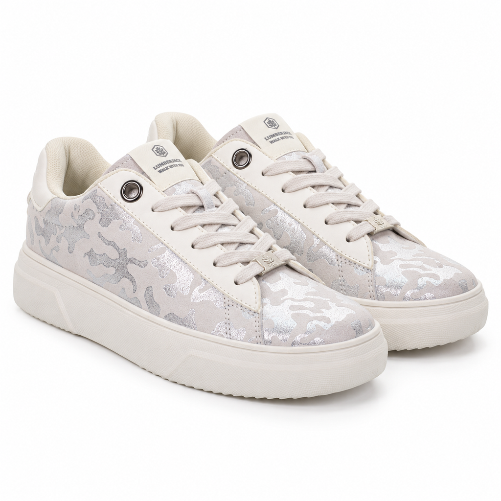 Lumberjack Geller Women's Metallic Camo Sneakers in White