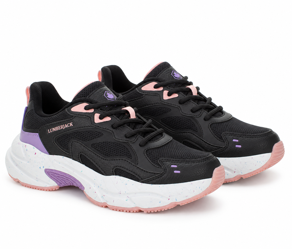 Lumberjack Fanto Women's Chunky Sneakers in Black & Purple