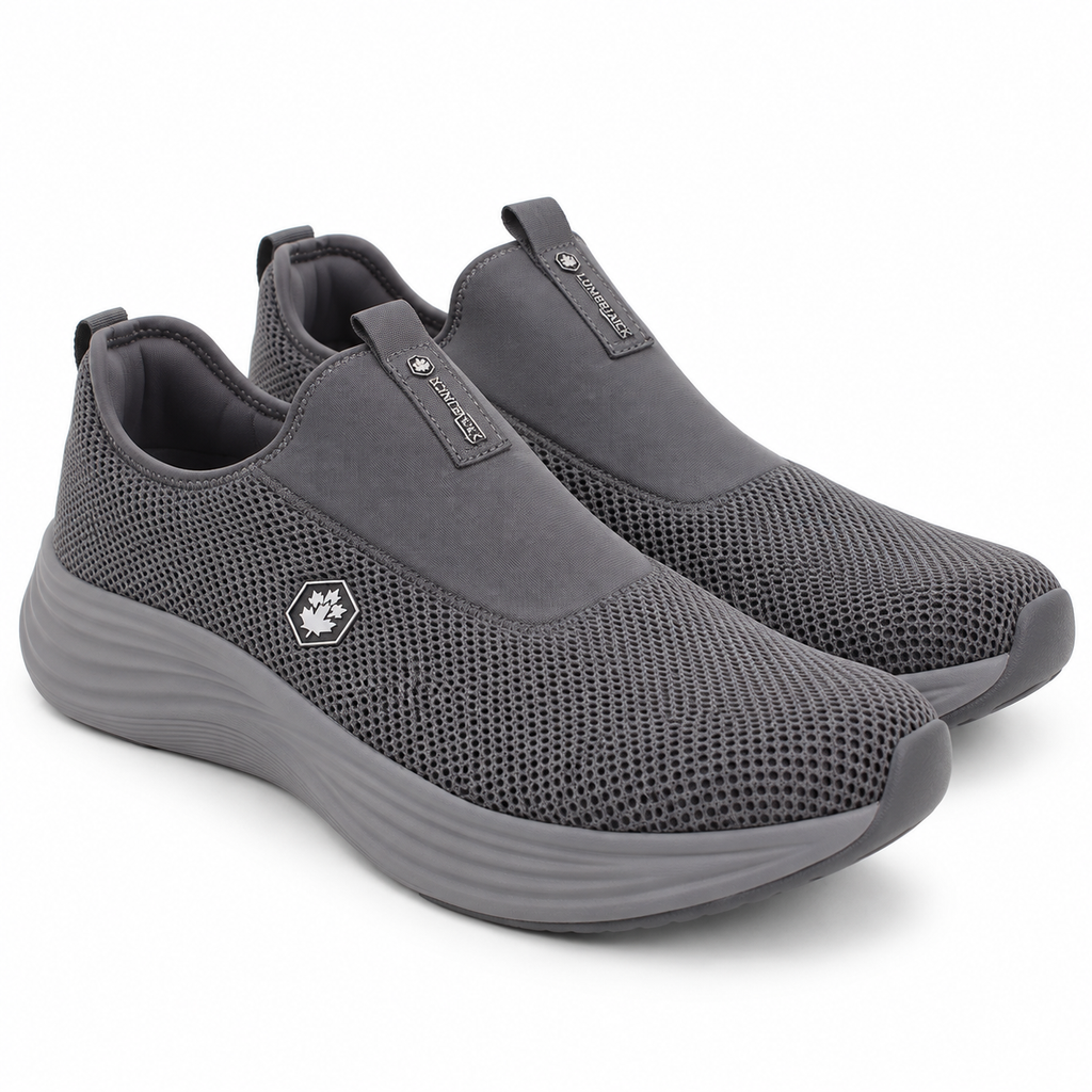 Lumberjack Talara Men's Laceless Mesh Sneakers in Dark Grey