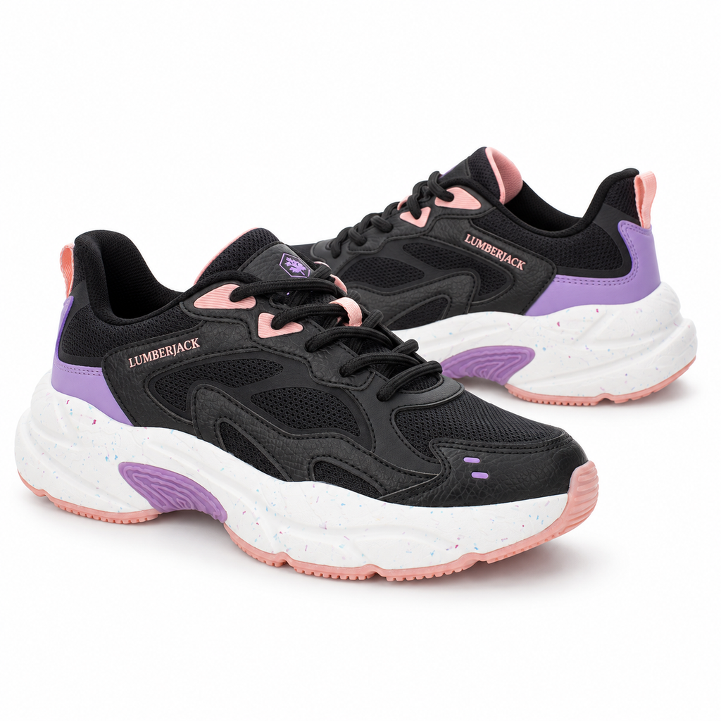 Lumberjack Fanto Women's Chunky Sneakers in Black & Purple
