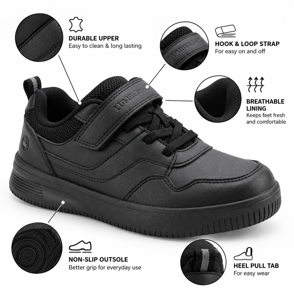 Lumberjack Finster Boys' Everyday Sneakers in All Black