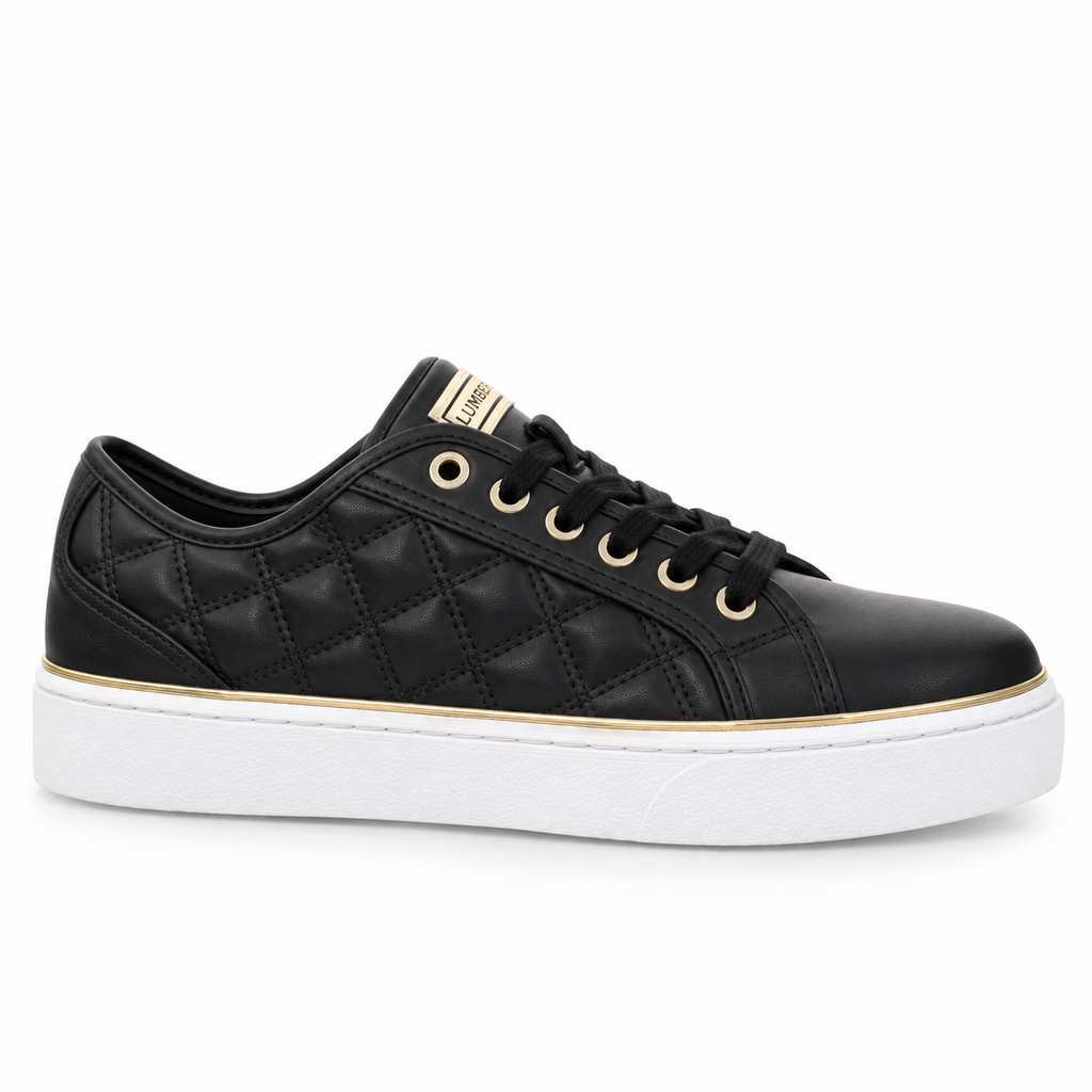 Lumberjack Safiya Women's Quilted Sneakers in Black & Gold