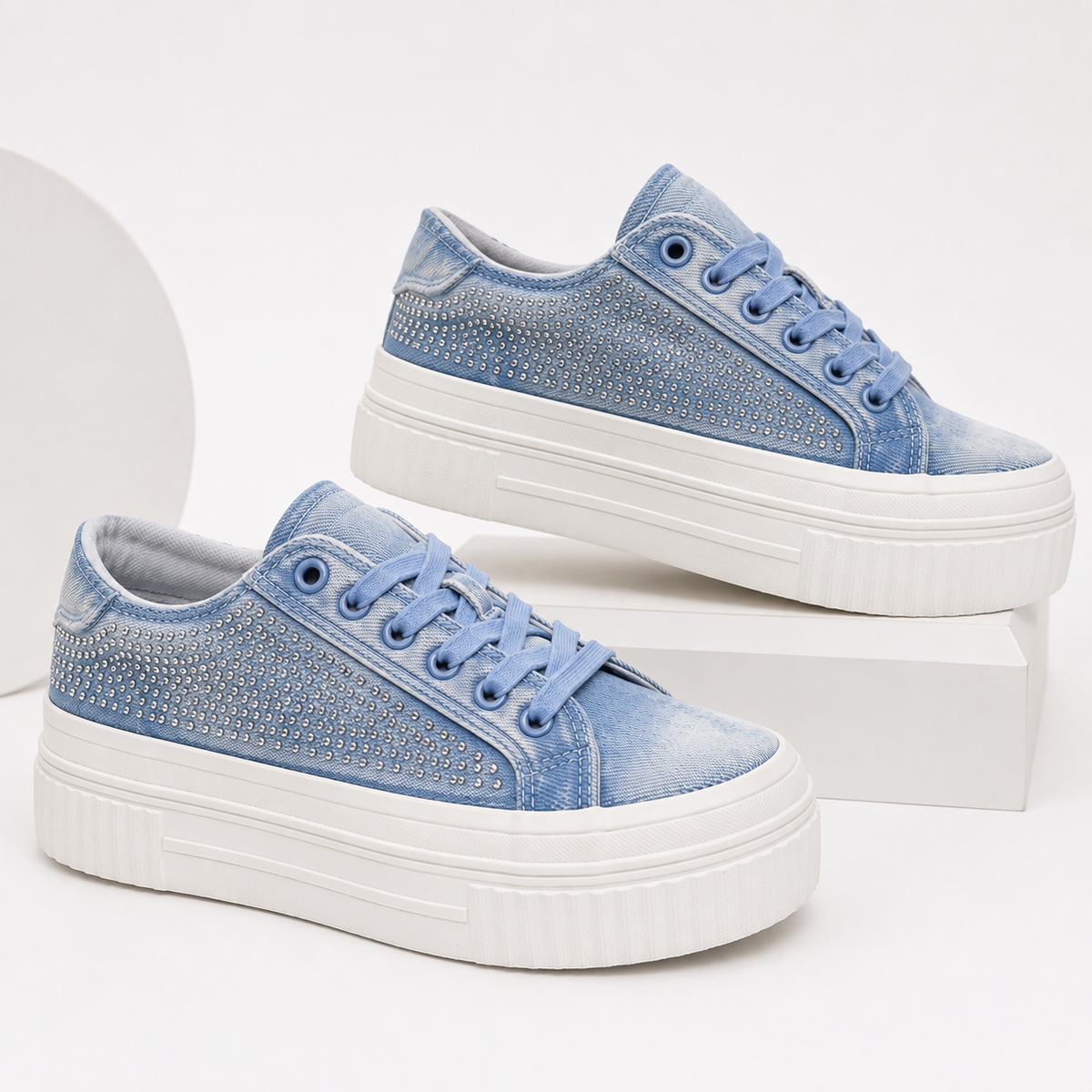 Lumberjack Anya Jean Women's Denim Platform Sneakers in Blue