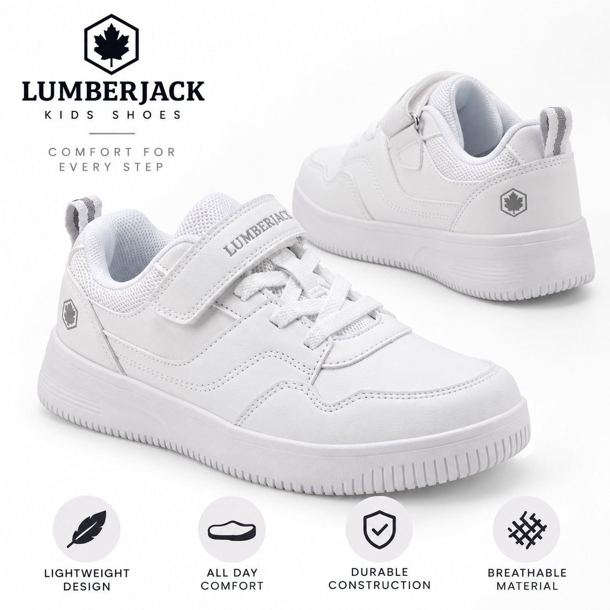 Lumberjack Finster Boys' Everyday Sneakers in All White