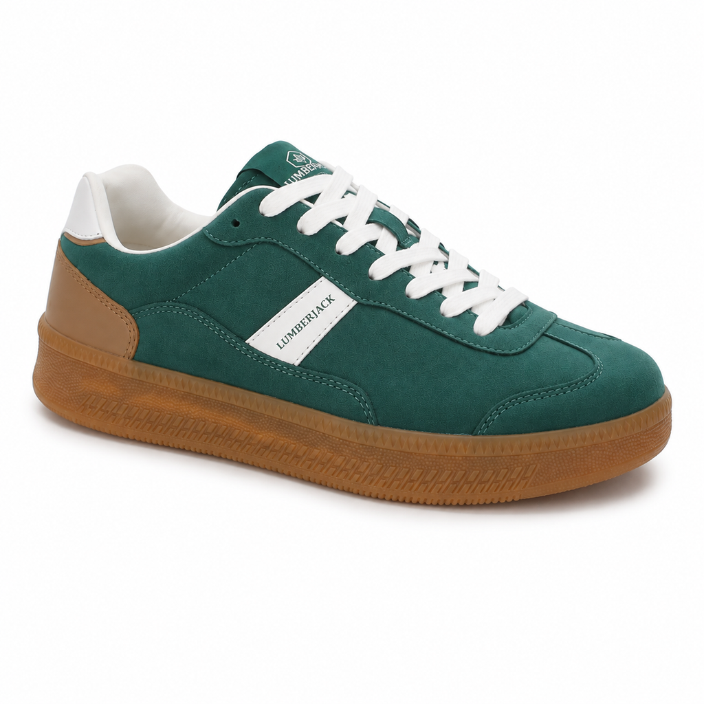 Lumberjack Fofana Men's Suede-Look Gum-Sole Sneakers in Green