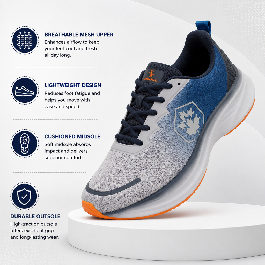 Lumberjack Chess Men's Sporty Sneakers in Ocean Blue & Ice Grey