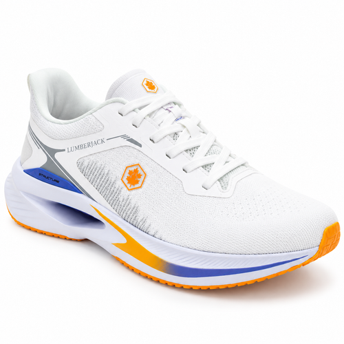 Lumberjack Cest Men's Cushioned Sneakers in White & Orange