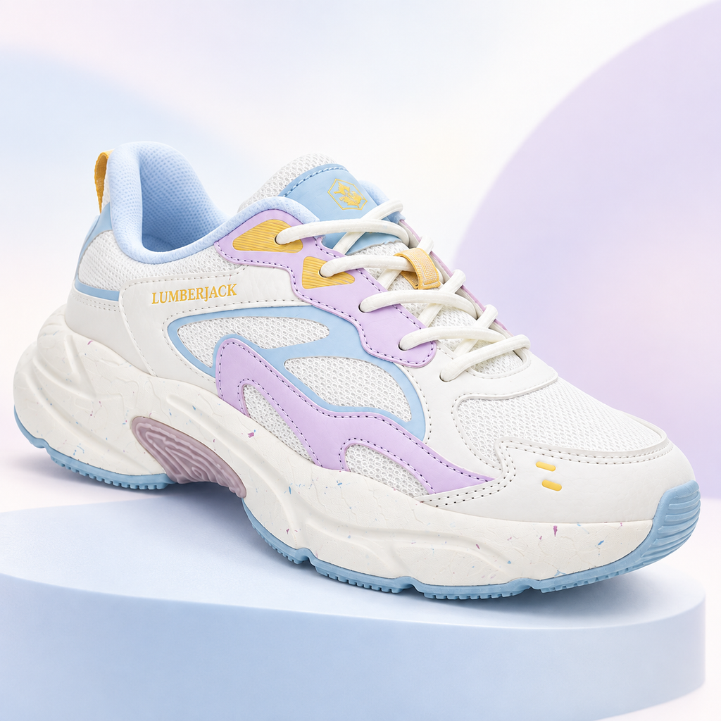 Lumberjack Fanto Women's Chunky Sneakers in White & Lilac
