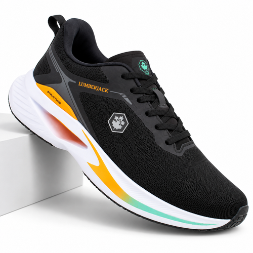 Lumberjack Cest Men's Cushioned Sneakers in Black & Orange