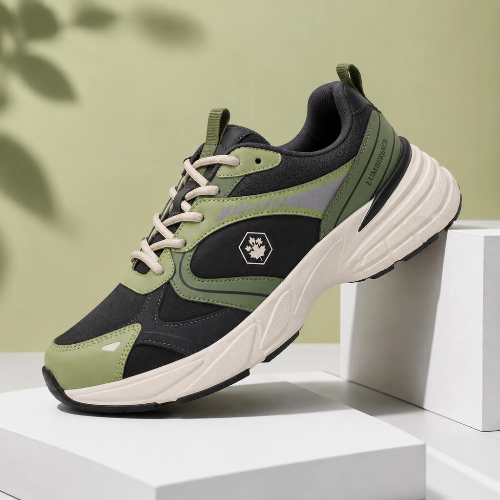 Lumberjack Money Men's Two-Tone Sneakers in Black & Green