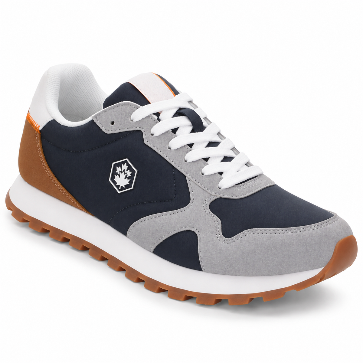 Lumberjack Frag Men's Colour-Block Sneakers in Navy, Grey & Tan