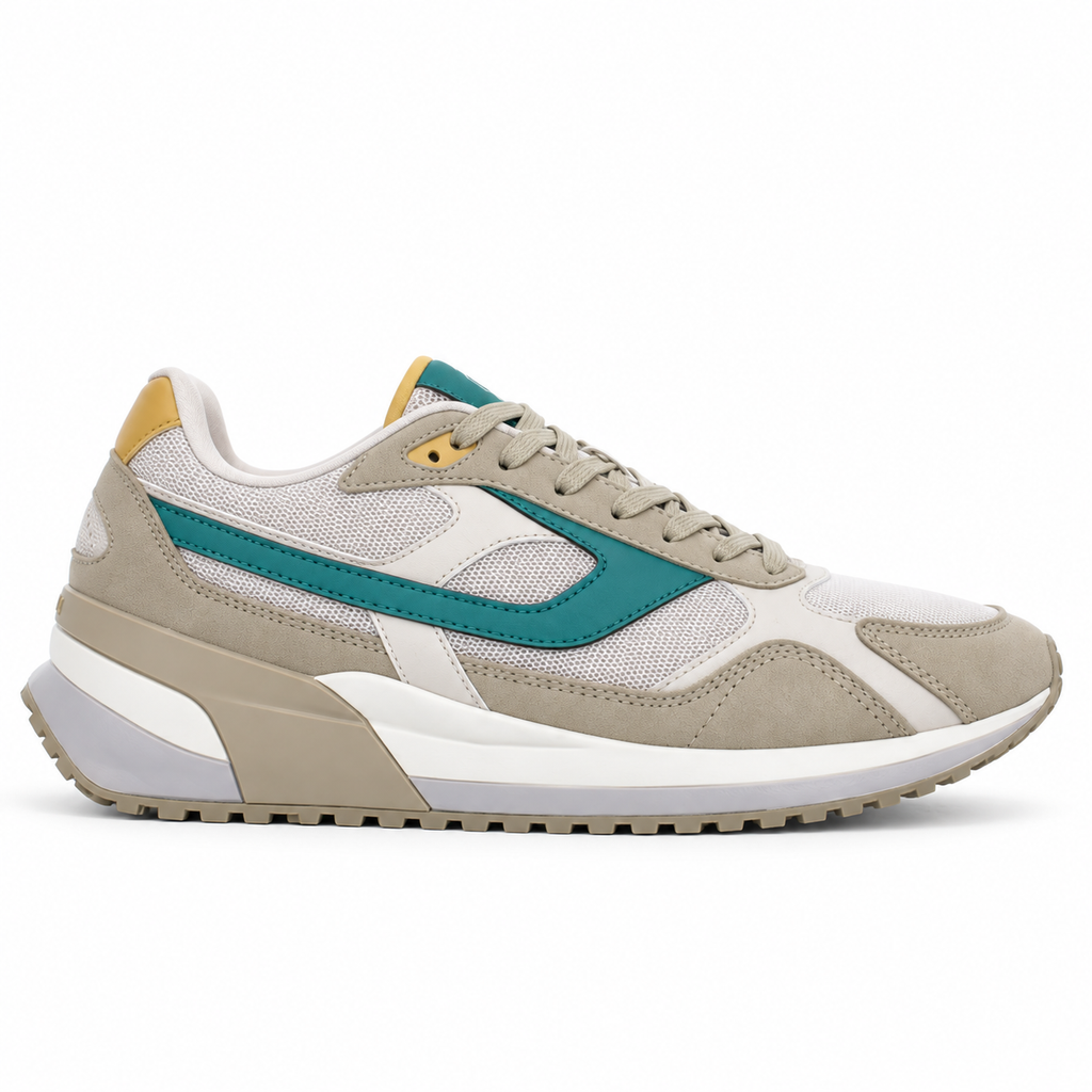 Lumberjack Erre Men's Retro Sneakers in Light Sand & Teal