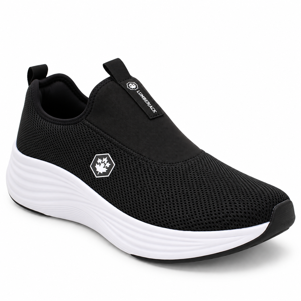Lumberjack Talara Men's Laceless Mesh Sneakers in Black & White