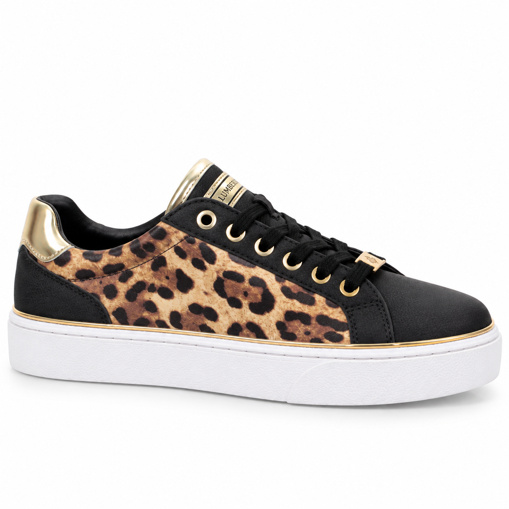 Lumberjack Safiya Women's Leopard Print Sneakers in Black