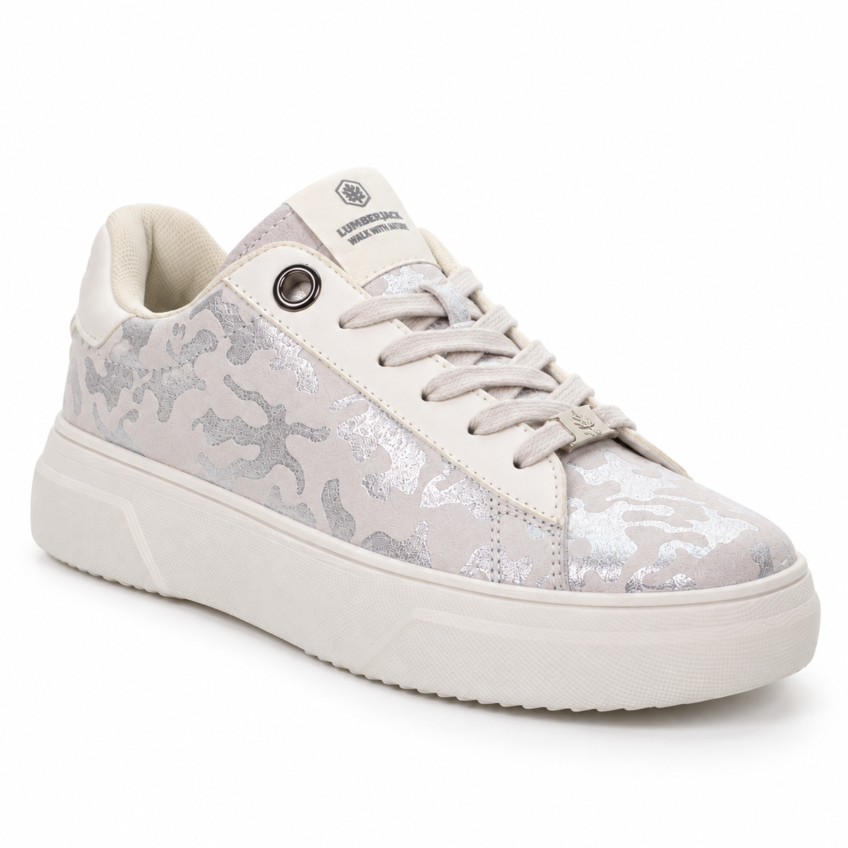 Lumberjack Geller Women's Metallic Camo Sneakers in White