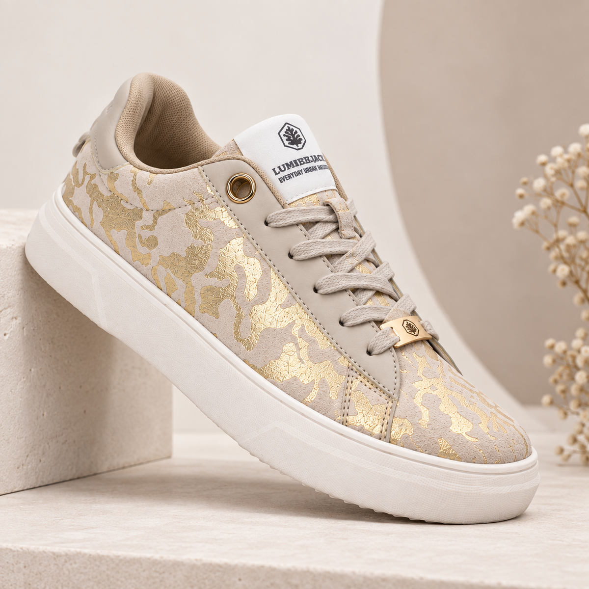Lumberjack Geller Women's Patterned Sneakers in Sand & Gold