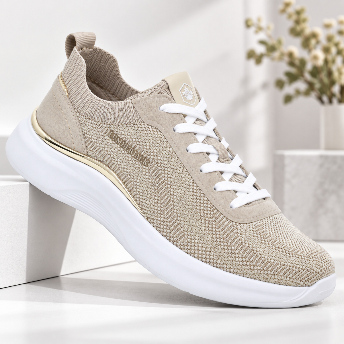 Lumberjack Keira Women's Casual Sneakers in Beige & Gold