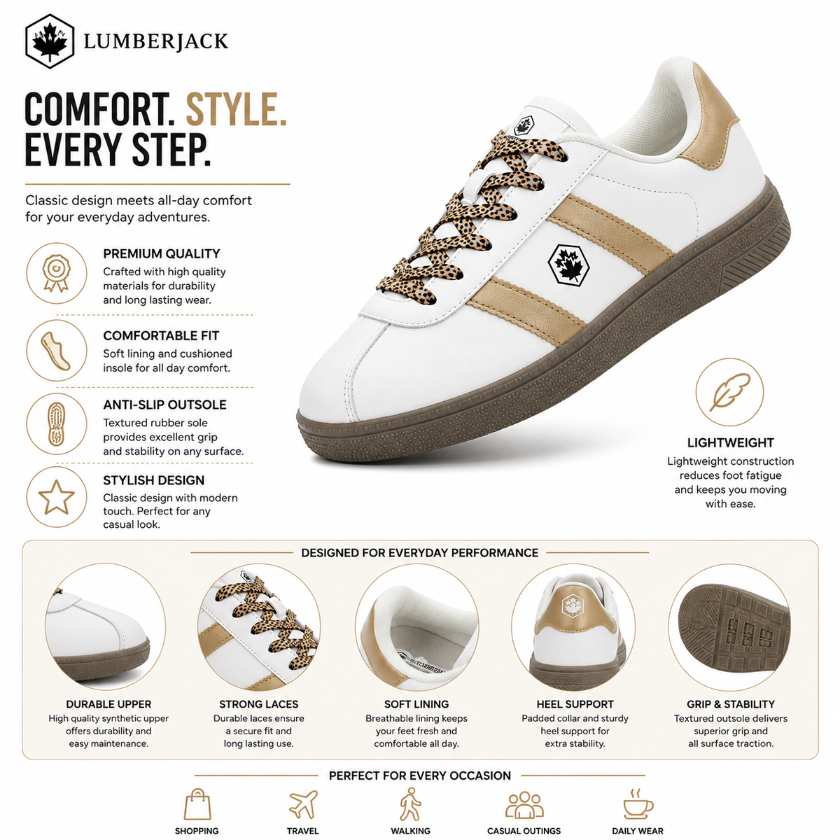 Lumberjack Frosty Women's Easy-Care Sneakers in White