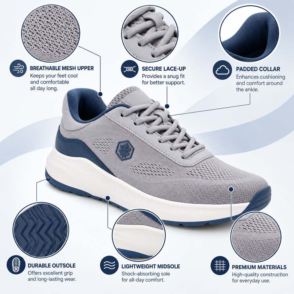 Lumberjack Musonda Men's Mesh Sneakers in Light Grey & Navy