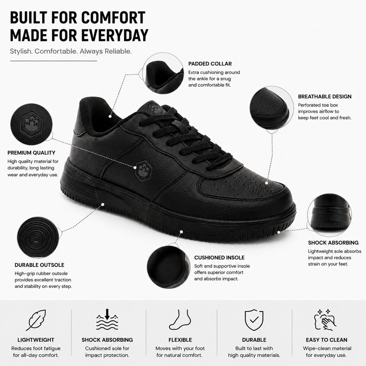 Lumberjack Finster Men's Everyday Sneakers in Pure Black