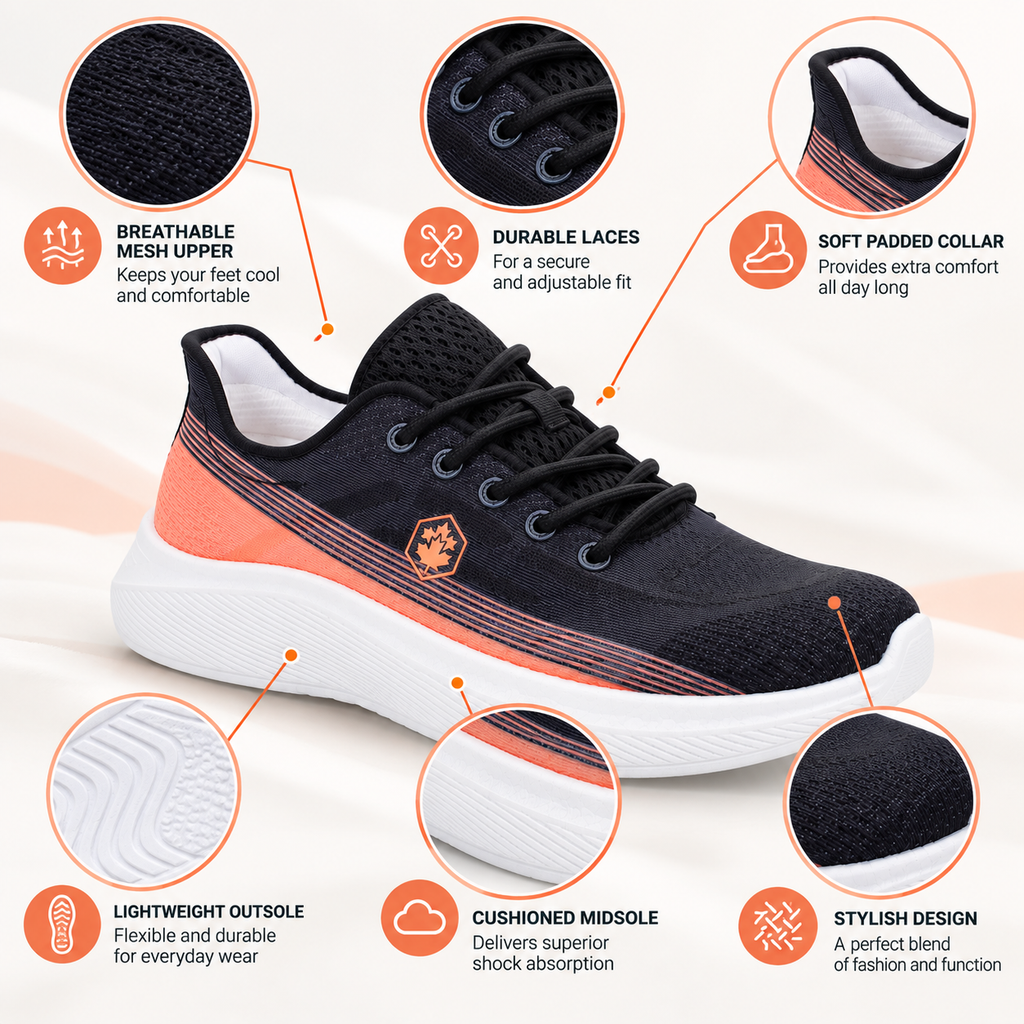 Lumberjack Venda Women's Sporty Sneakers in Black & Coral