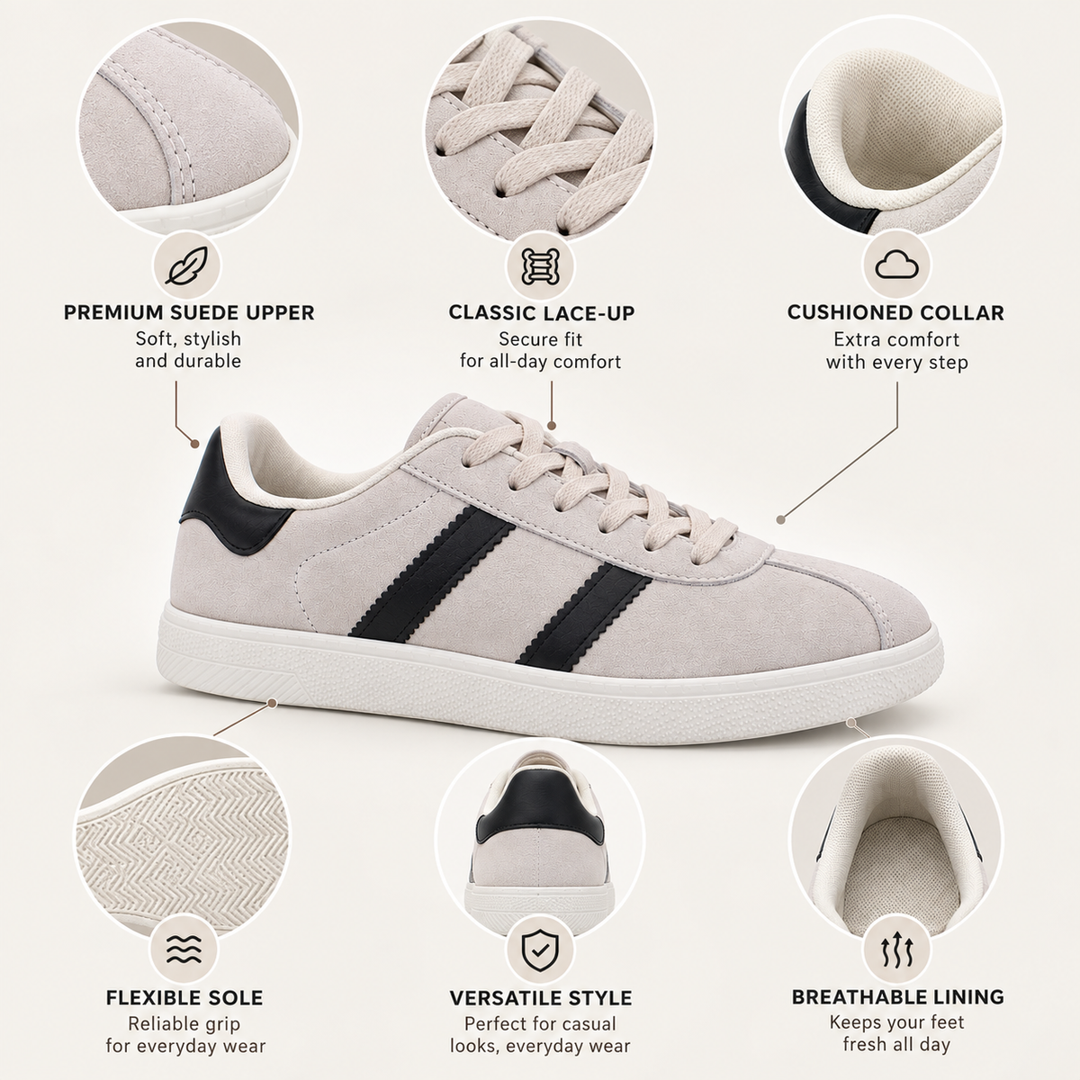 Lumberjack Frosty Women's Retro Suede Sneakers in Beige
