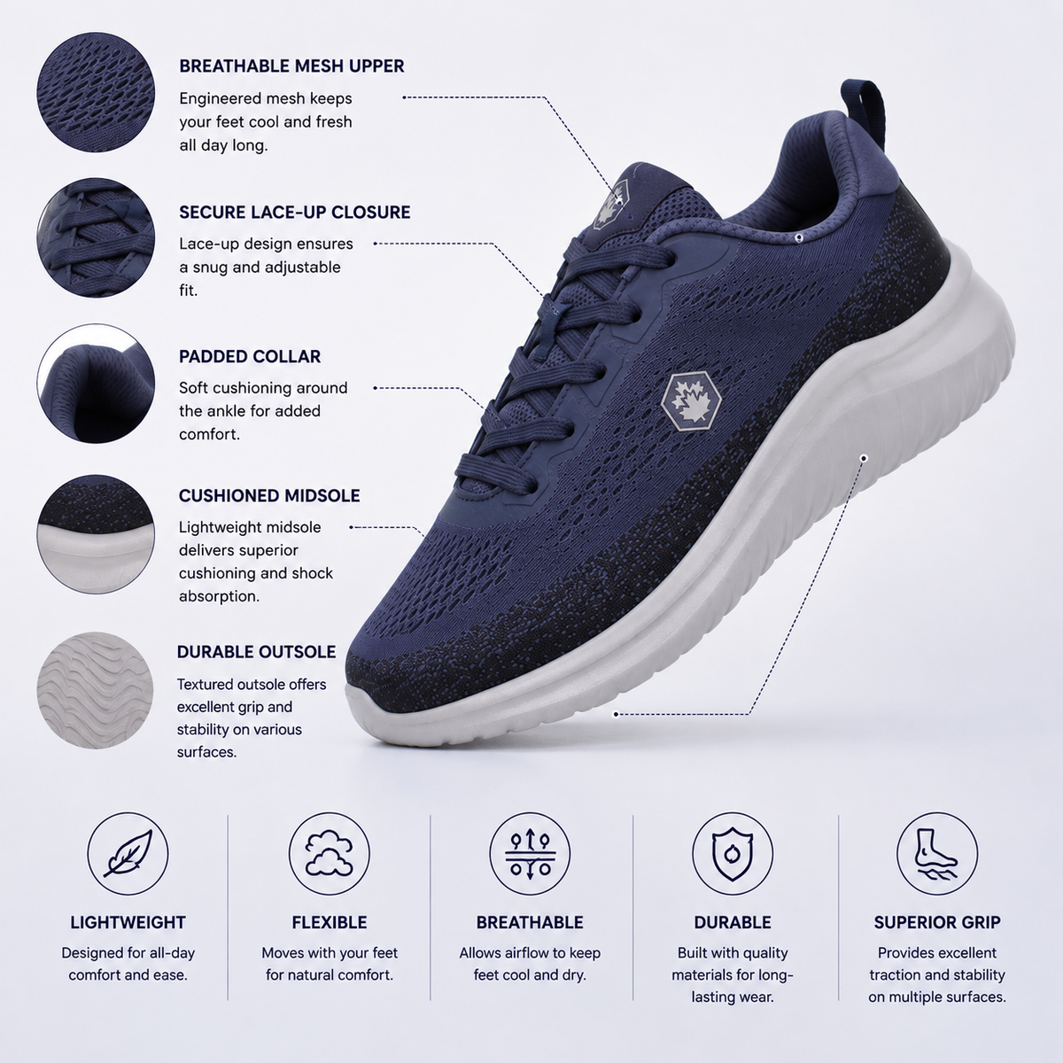Lumberjack Moko Men's Mesh Sneakers in Navy Blue