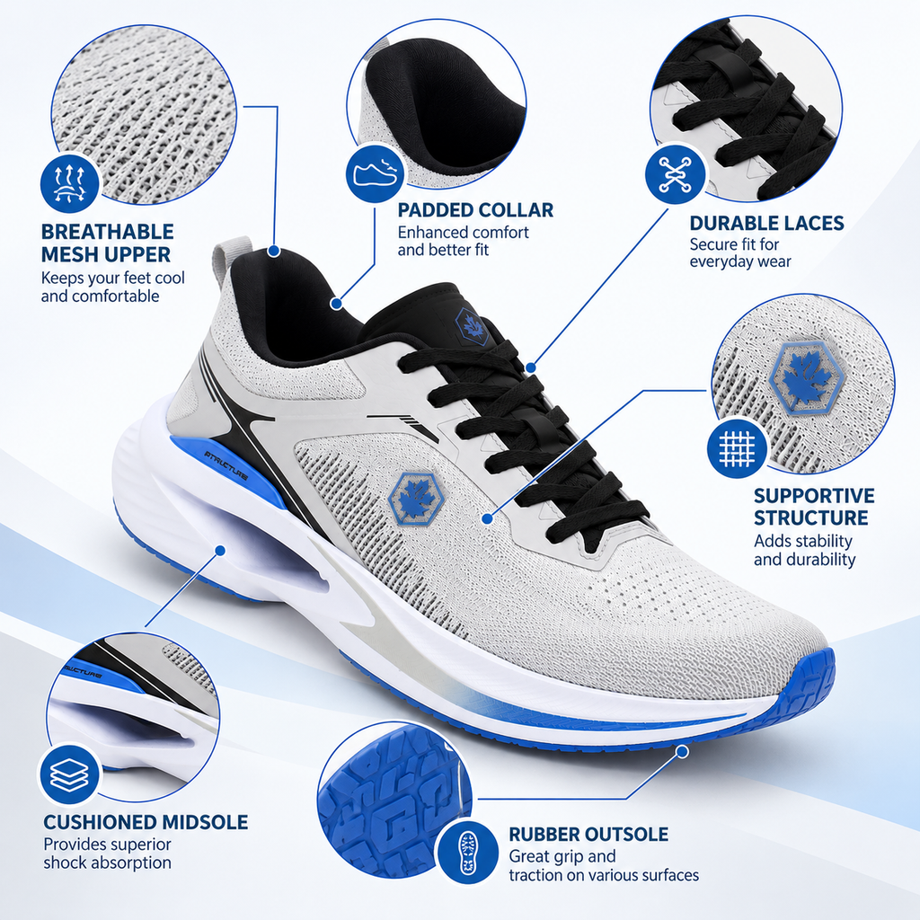 Lumberjack Cest Men's Cushioned Sneakers in Light Grey & Blue