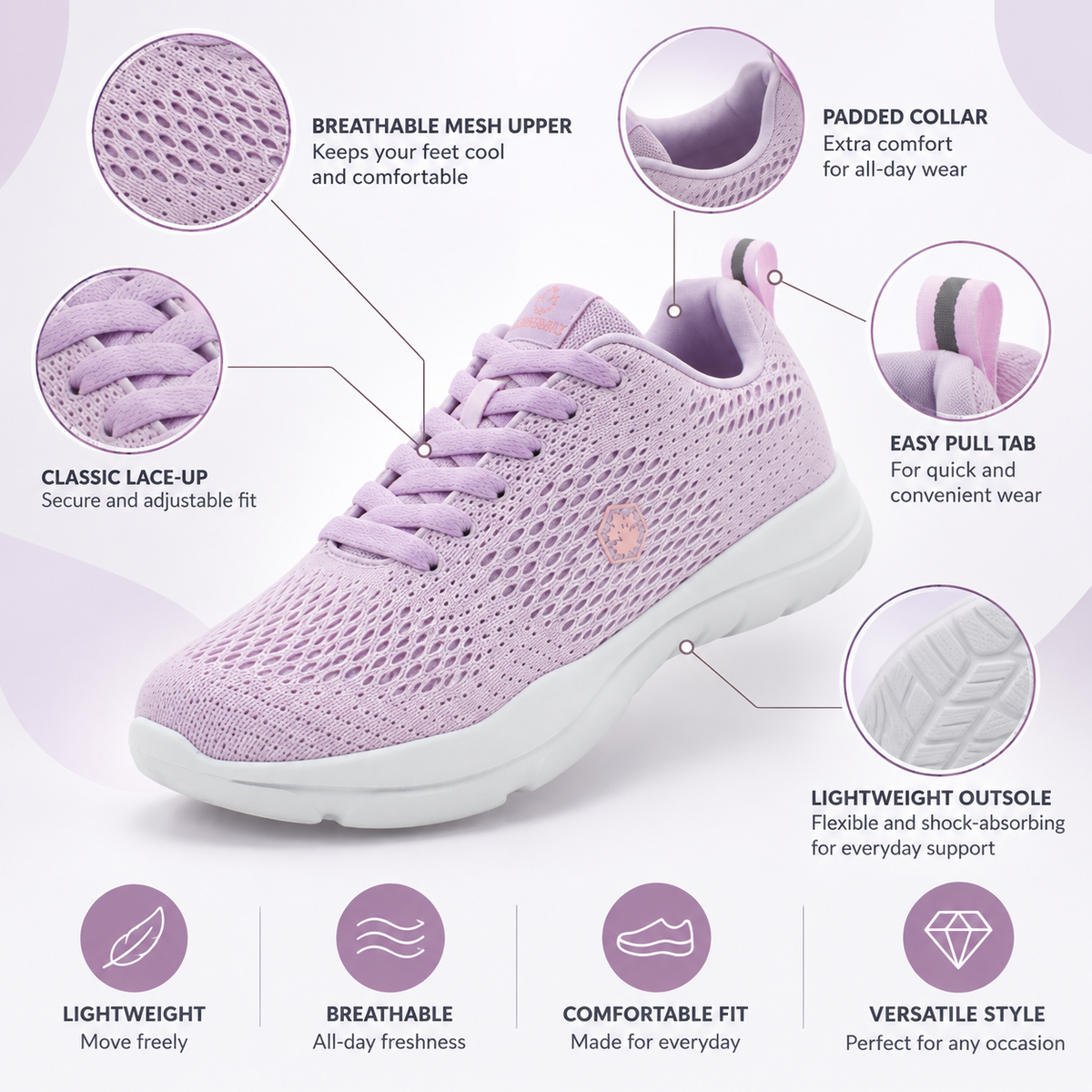 Lumberjack Agatha Women's Breathable Mesh Sneakers in Lilac
