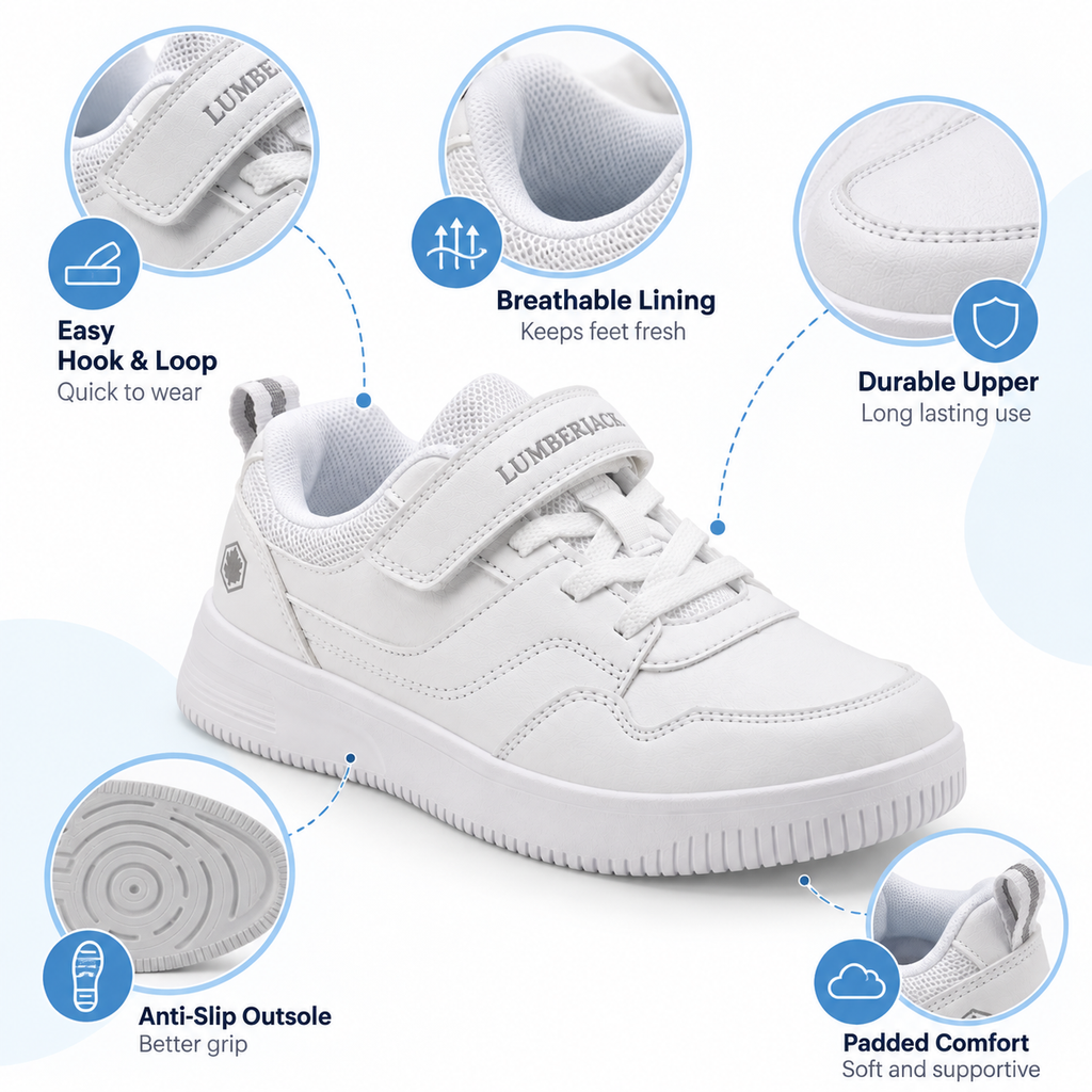 Lumberjack Finster Boys' Everyday Sneakers in All White