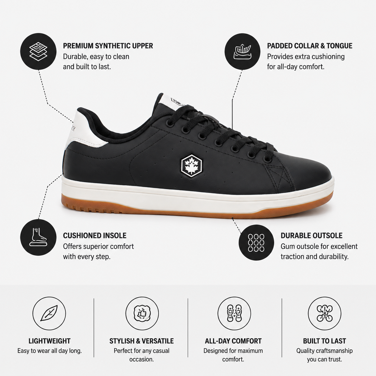 Lumberjack Rea Men's Gum-Sole Sneakers in Black