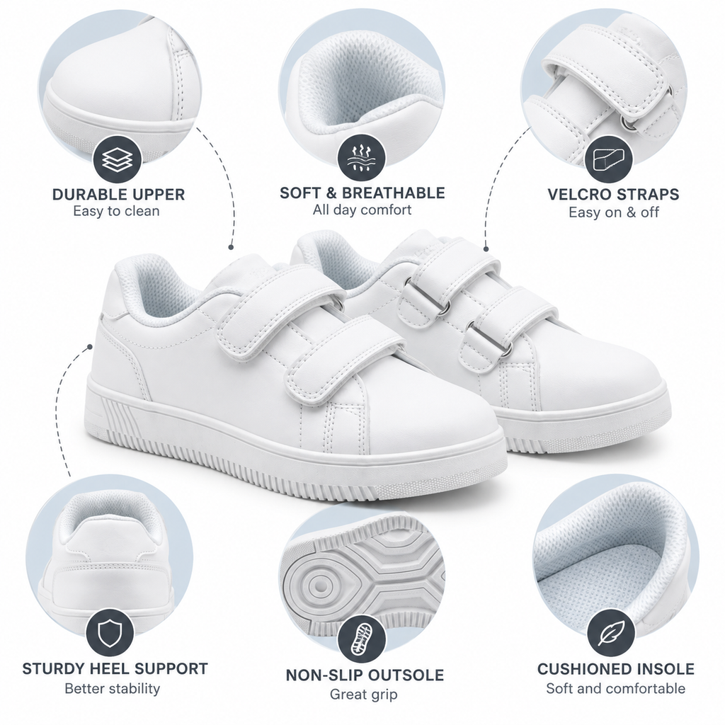 Lumberjack Kidster Boys' Velcro Sneakers in All White