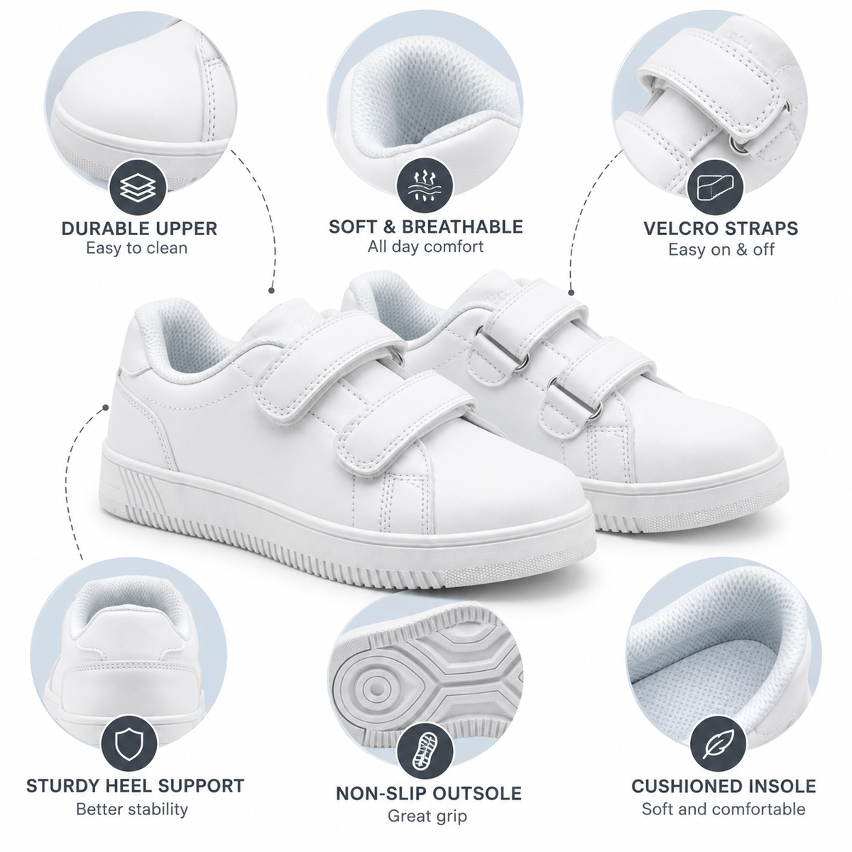 Lumberjack Kidster Boys' Velcro Sneakers in All White