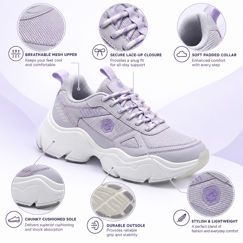 Lumberjack Itru Women's Chunky Statement Sneakers in Lilac