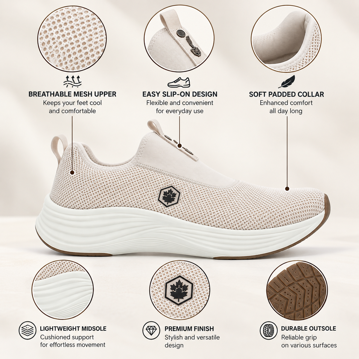 Lumberjack Talara Men's Laceless Mesh Sneakers in Sand