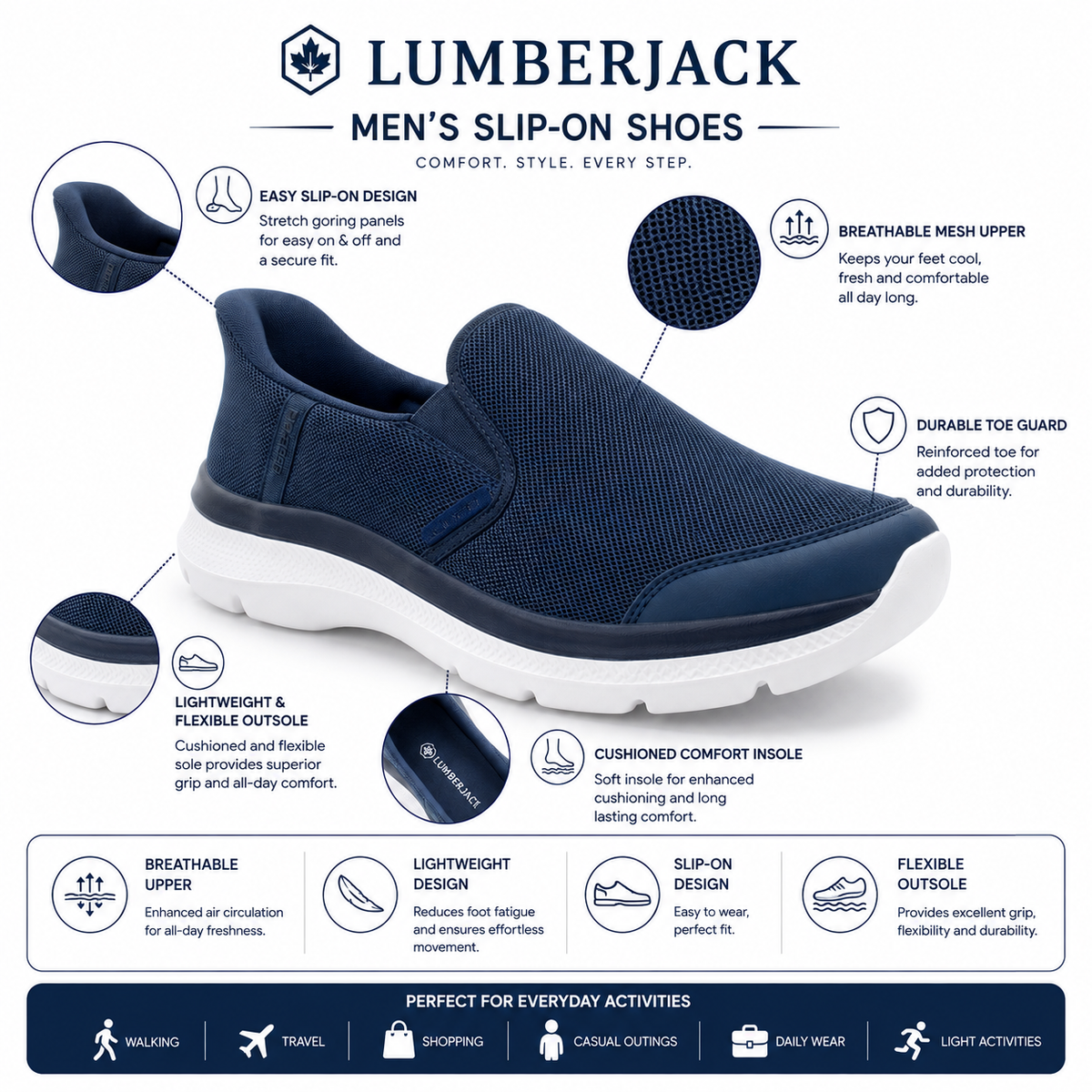 Lumberjack Carlo Men's Slip-On Shoes in Navy