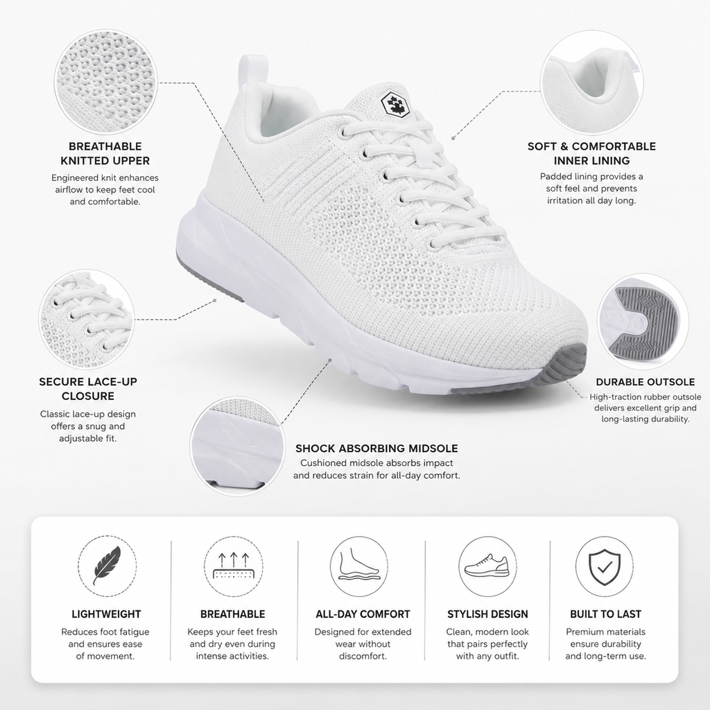 Lumberjack Connect Men's Knitted Sneakers in White
