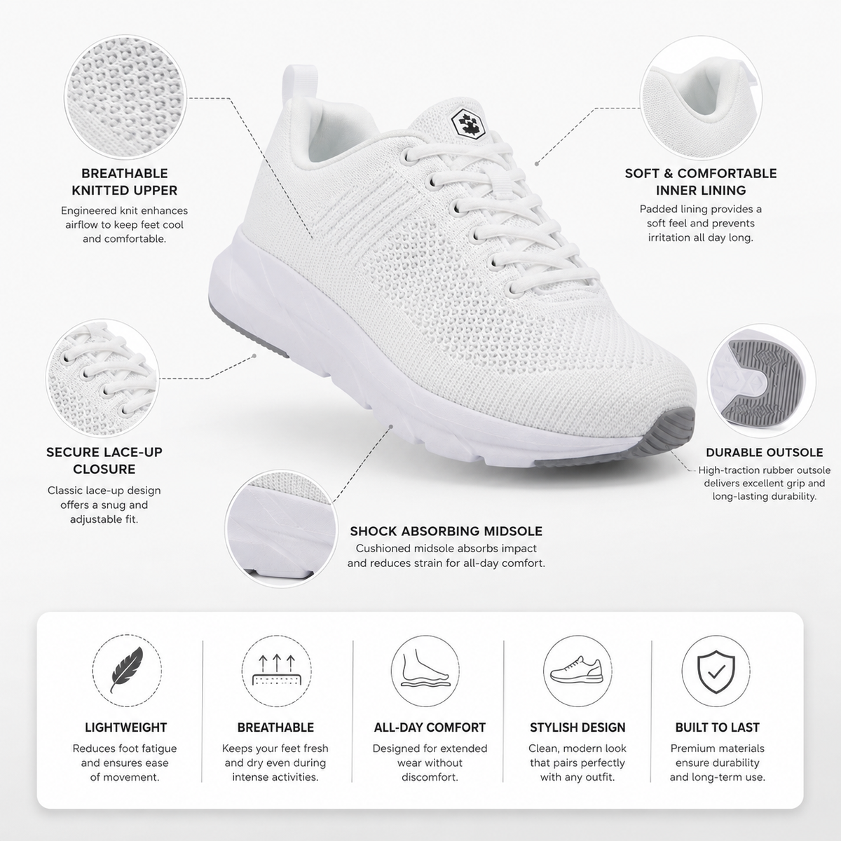 Lumberjack Connect Men's Knitted Sneakers in White