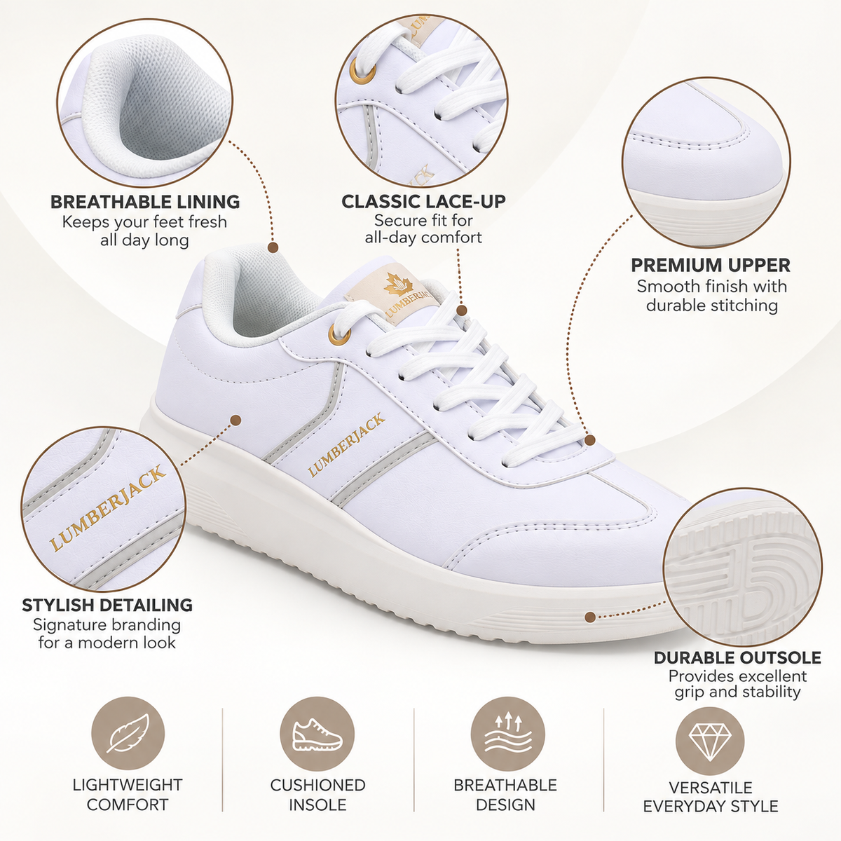 Lumberjack Fridy Women's Minimal Sneakers in White