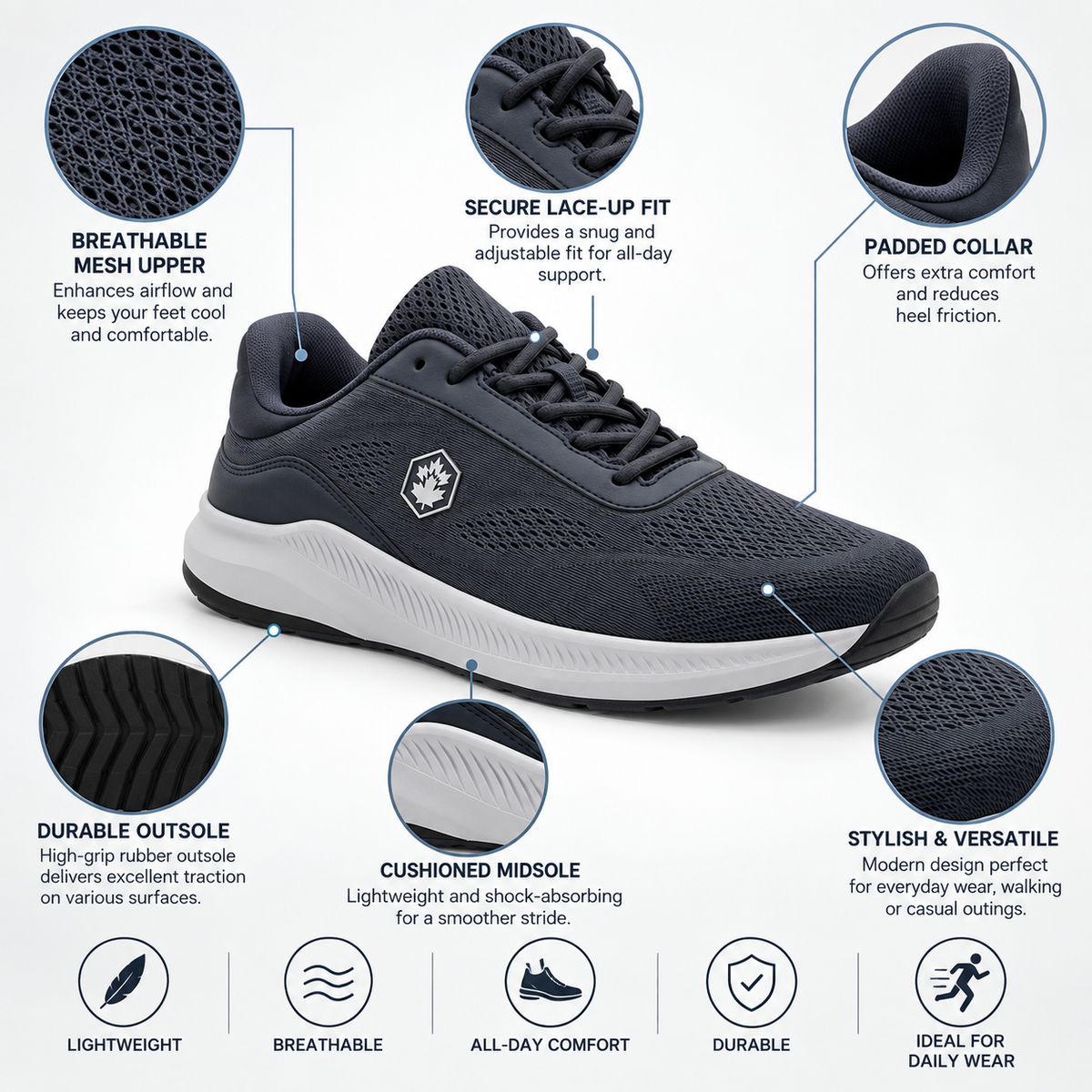 Lumberjack Musonda Men's Mesh Sneakers in Dark Navy